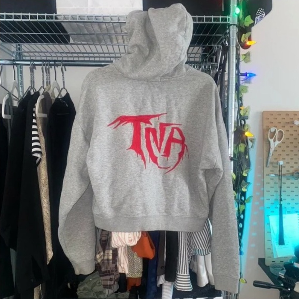 TNA Gray Hoodie with Red Logo